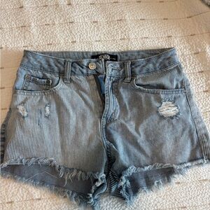 Rewash Striped Distressed Jean Shorts